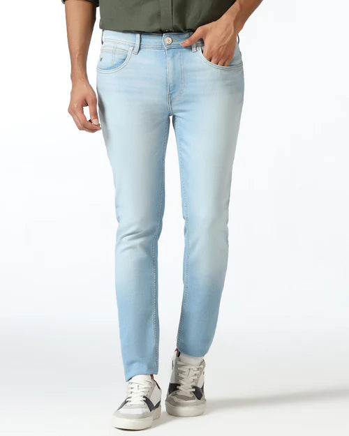 Fashionable Indigo Superflex Slim Fit Jeans for Men with Contemporary Design