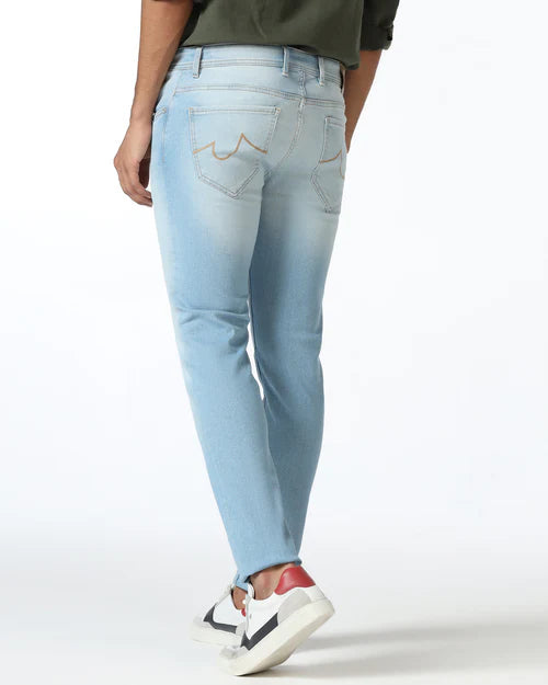 Fashionable Indigo Superflex Slim Fit Jeans for Men with Contemporary Design