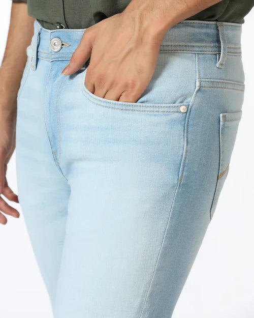 Fashionable Indigo Superflex Slim Fit Jeans for Men with Contemporary Design