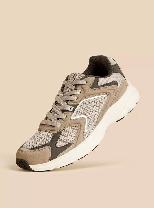 Stylish Panelled Lace-Up Sneakers for Men with Modern Casual Design