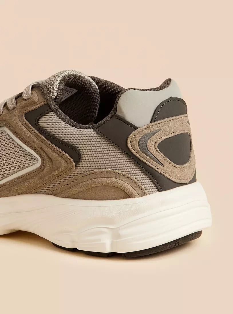 Stylish Panelled Lace-Up Sneakers for Men with Modern Casual Design