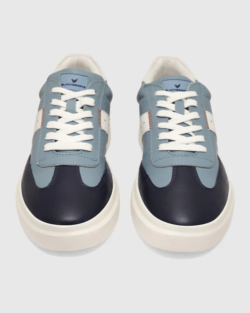 Modern Men’s Leather Blue Solid Sneakers with Soft Padded Insole for All Day Comfort