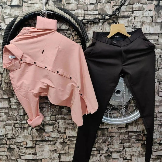 Comfortable Men Lycra Pant Shirt Combo in Pink Color Perfect for Daily Fashion and Festive Outfits
