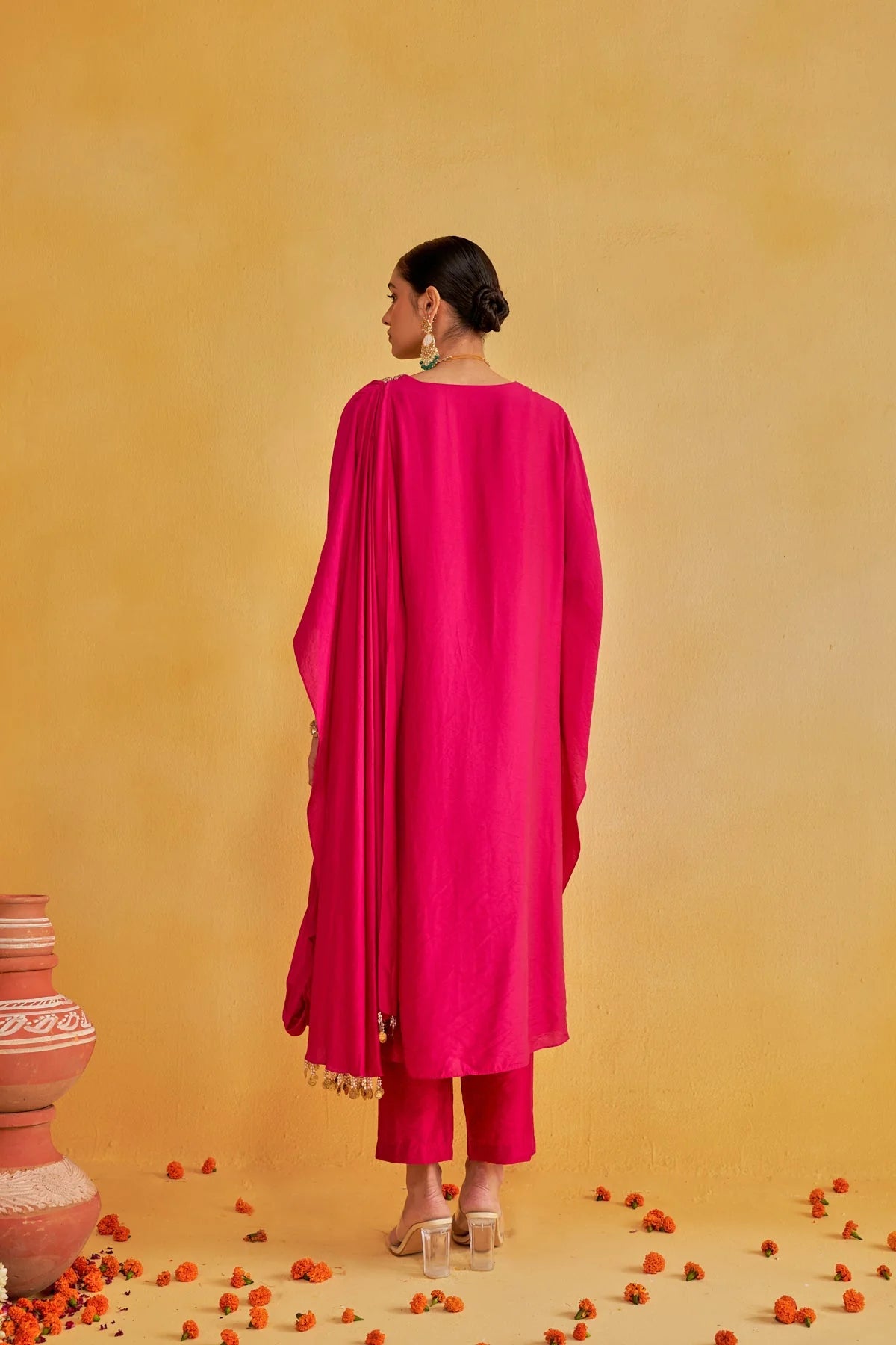 Handcrafted Gulabi Kurta Set with Intricate Work and Flowing Dupatta