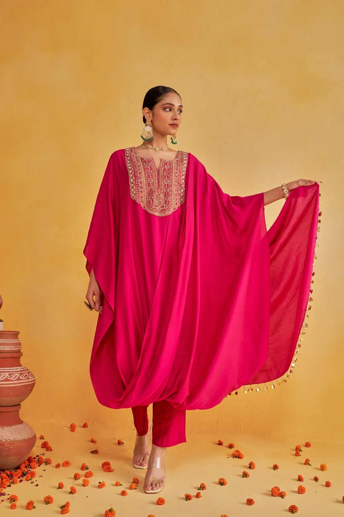 Handcrafted Gulabi Kurta Set with Intricate Work and Flowing Dupatta