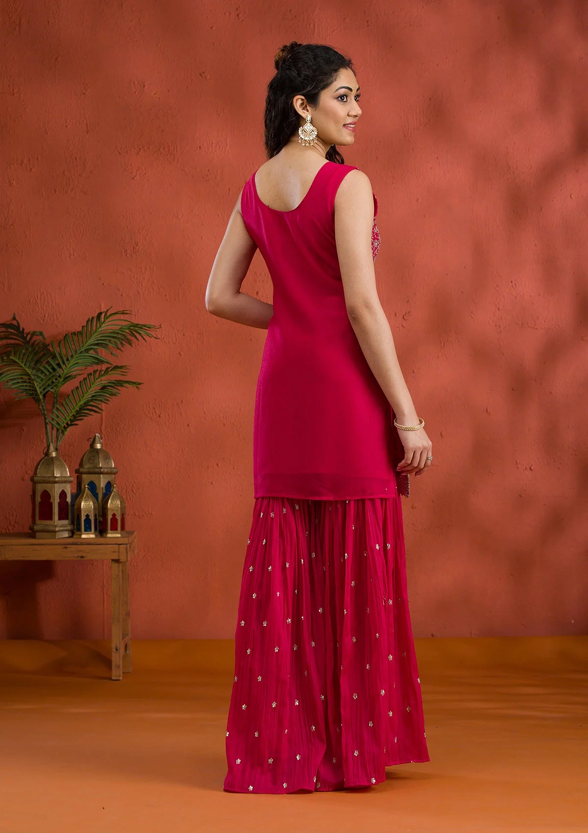 Premium Rani Pink Silver Zariwork Georgette Salwar Suit Ideal for Party Ready Look and Festive Wear