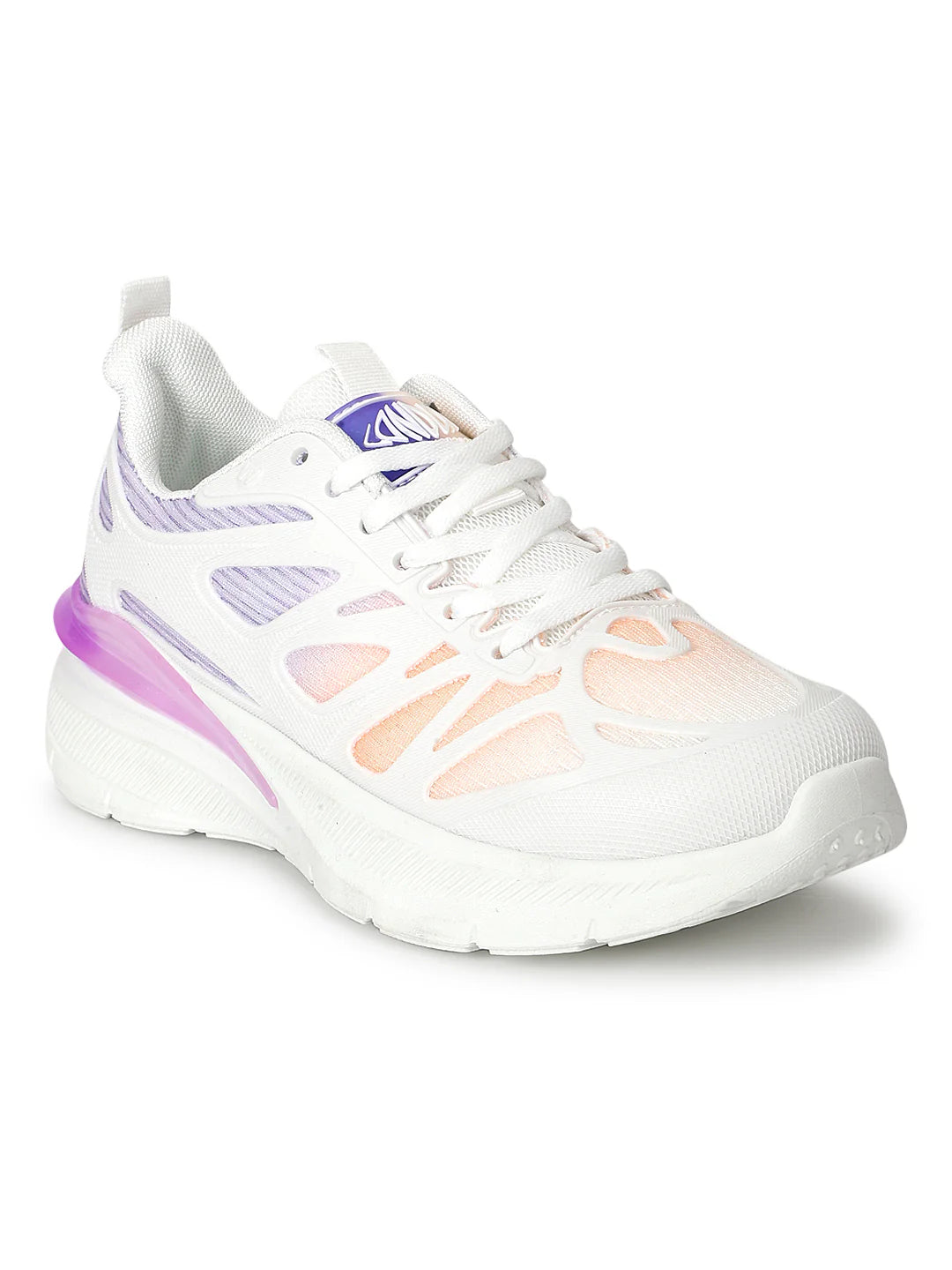 Multi Purpose White Lace Up Sneakers for Sports Fitness and Daily Wear