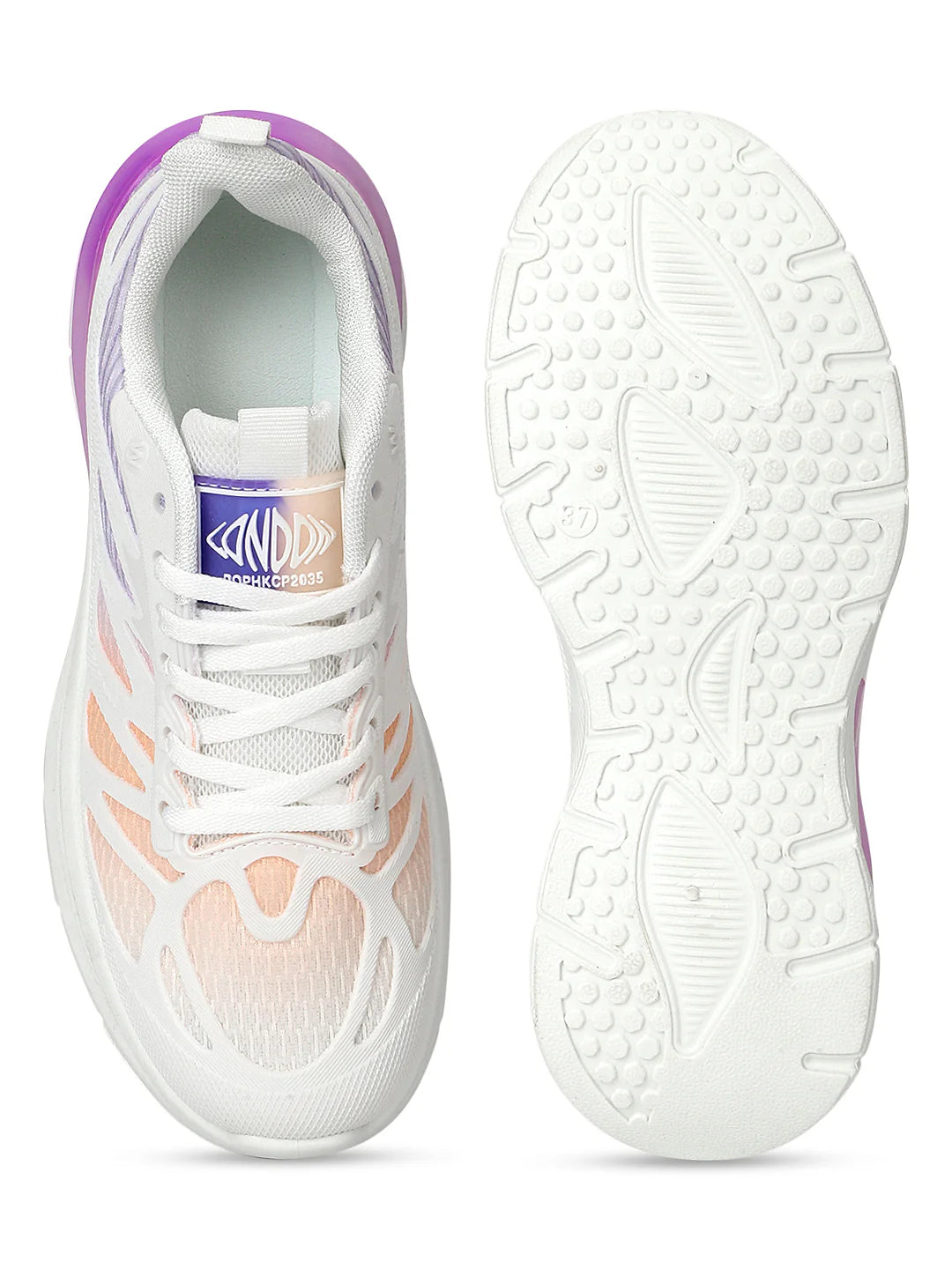 Multi Purpose White Lace Up Sneakers for Sports Fitness and Daily Wear