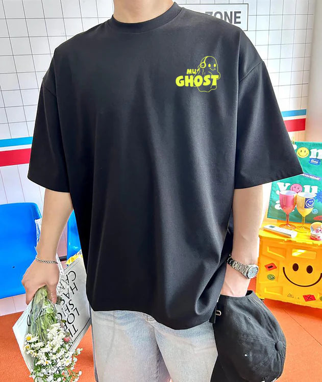 Stylish Black Oversized T Shirt for Men with Printed Back Ideal for Daily Outfits, Streetwear, and Relaxed Fashion