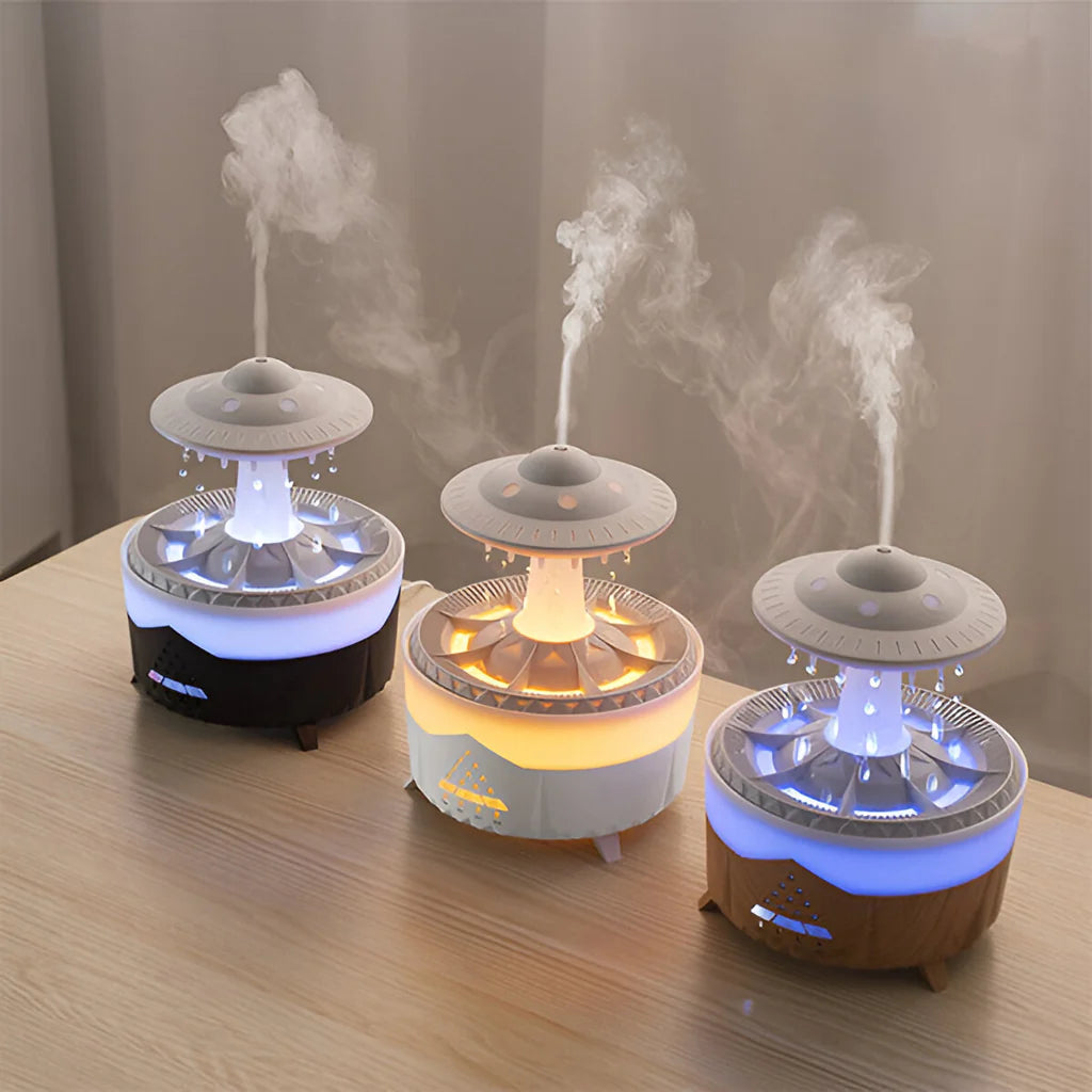 Portable Raindrop Humidifier with Essential Oil Diffuser for Bedroom and Office Use