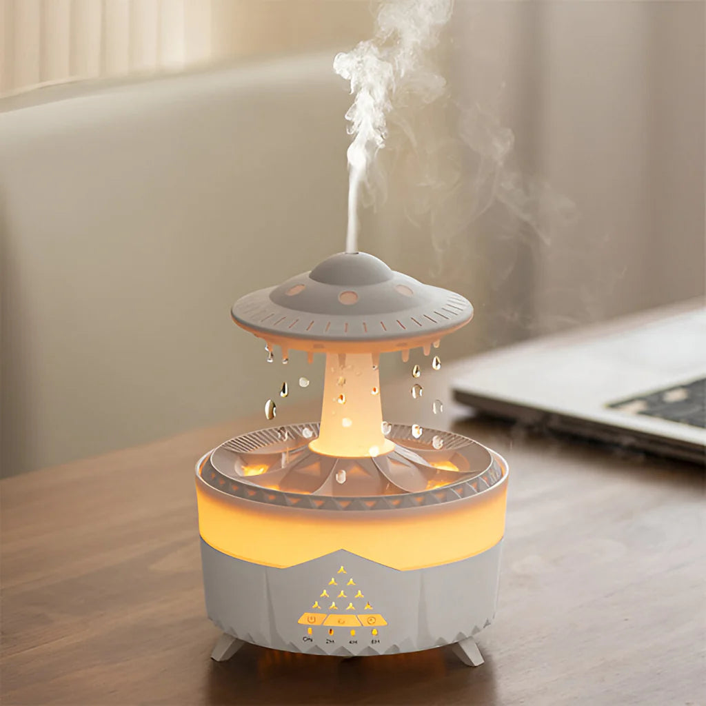 Portable Raindrop Humidifier with Essential Oil Diffuser for Bedroom and Office Use