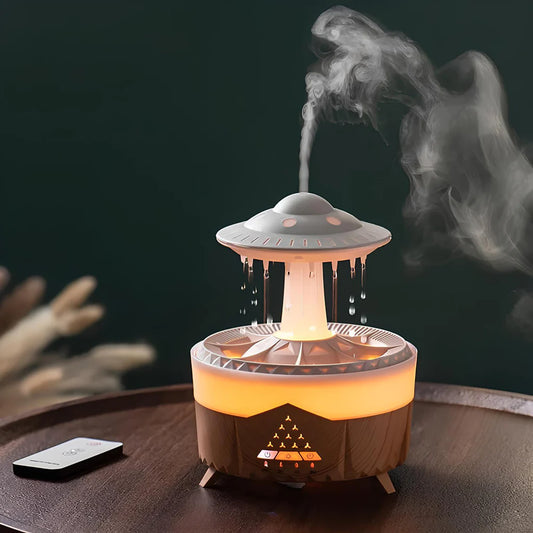 Portable Raindrop Humidifier with Essential Oil Diffuser for Bedroom and Office Use