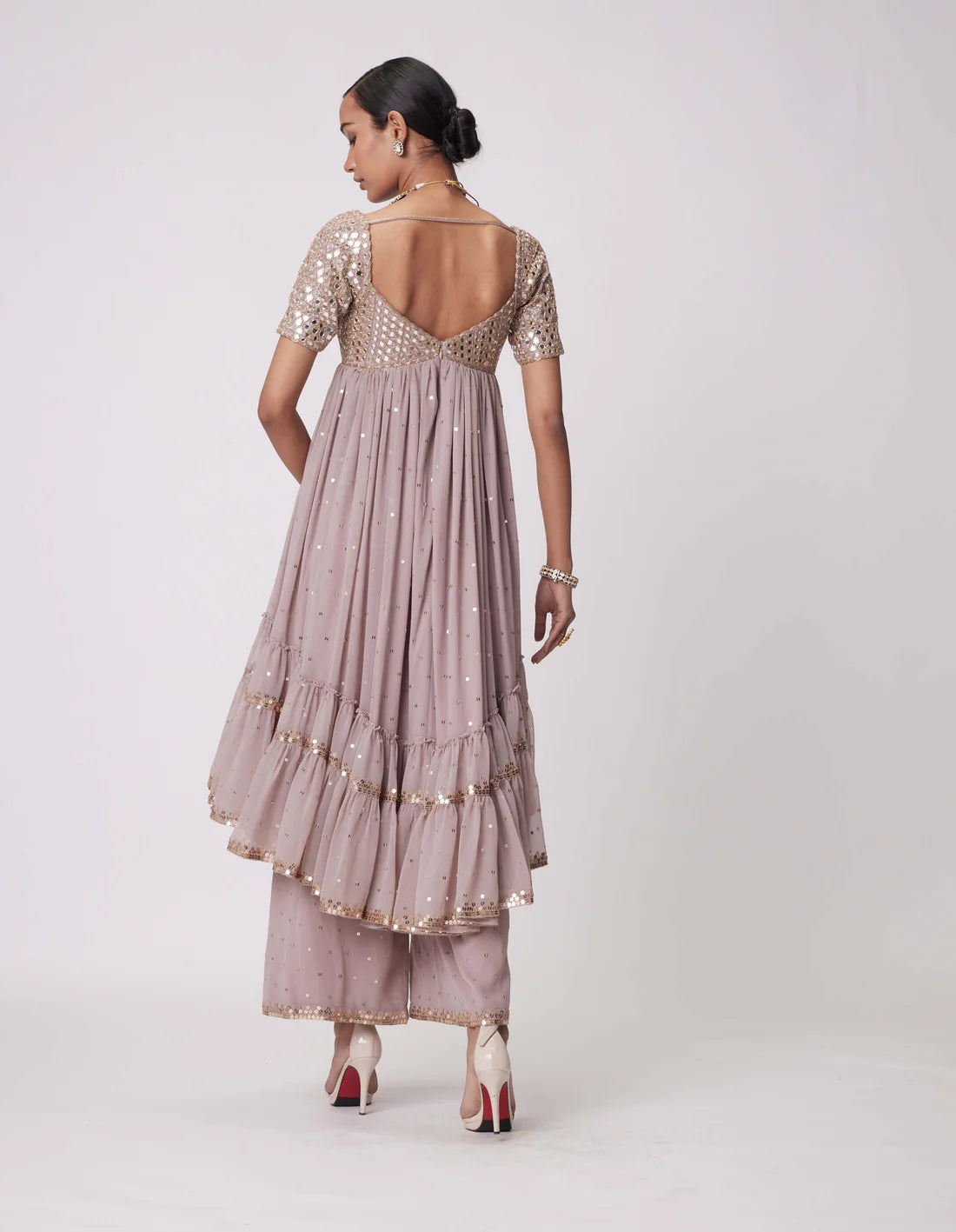 Premium Ash Pink High Low Kurta Set Ideal for Weddings, Cultural Events, and Festive Gatherings