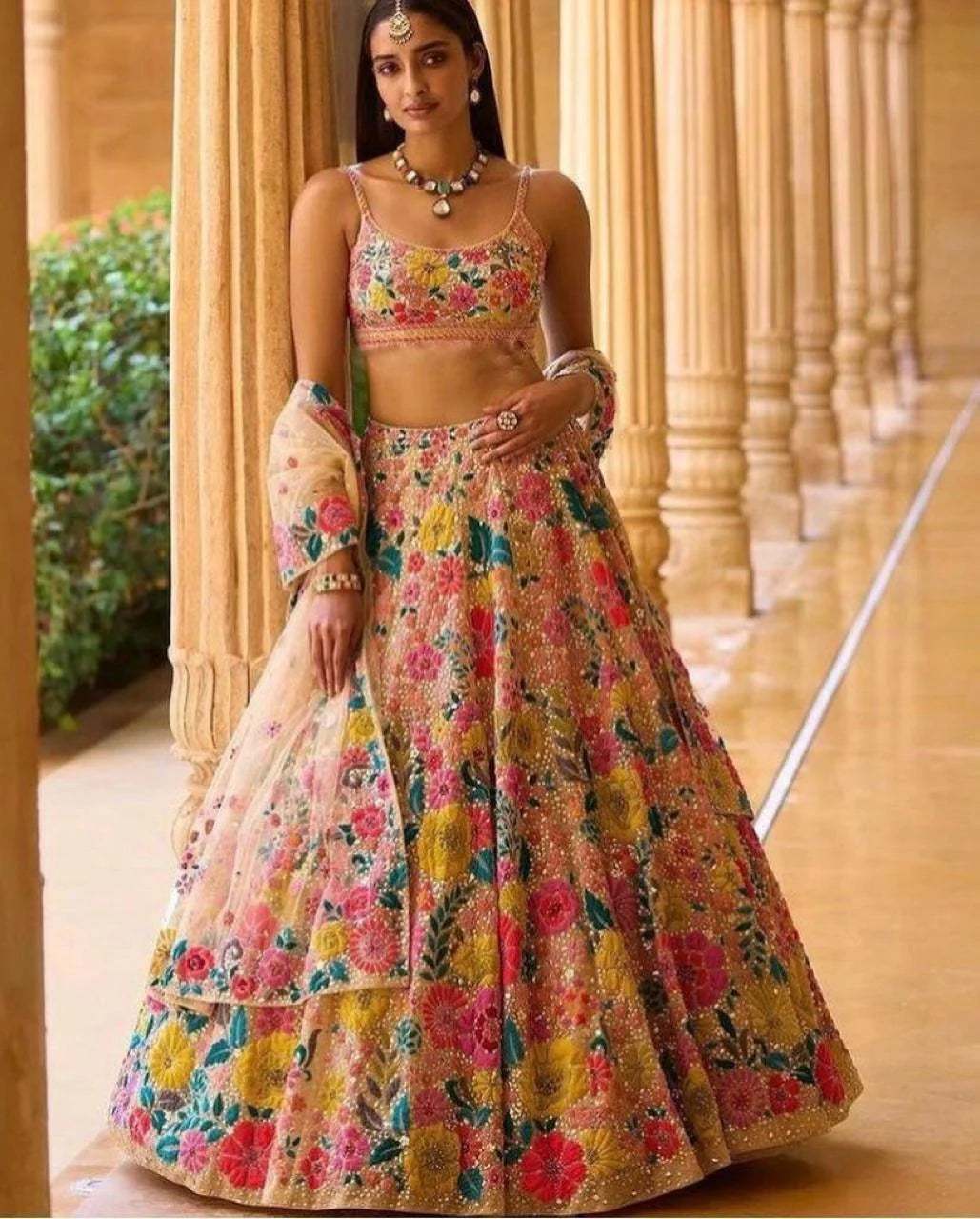 Gorgeous Wedding Wear Lehenga Choli Dupatta Set Featuring Exquisite Embellishments for Brides and Festive Dressing