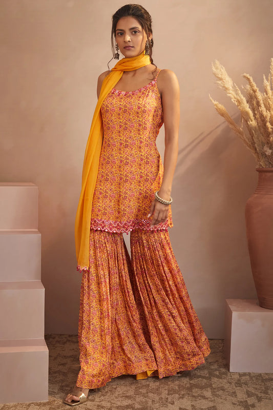 Vibrant Yellow Paisley Strap Kurta Set Perfect for Weddings, Festivals, and Cultural Events