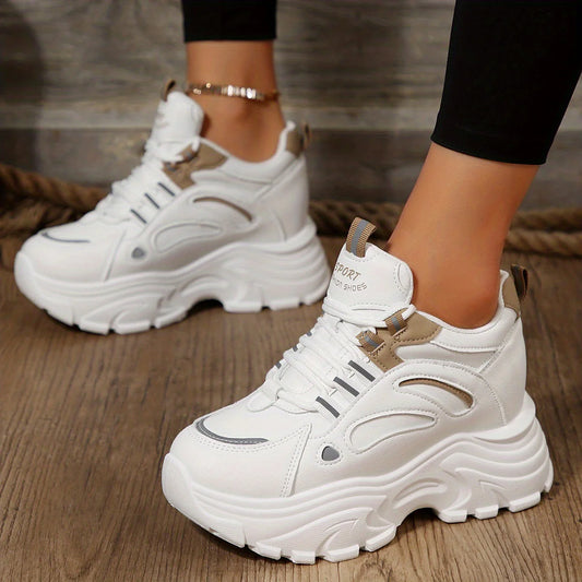 Fashion Forward Womens Chunky Sneakers with Lace Up Closure and Low Top Design