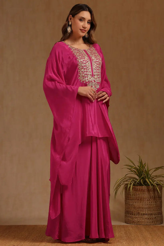 Modern Women’s Embroidered Kaftan Suit with Zari Embellishments and Coordinated Bottoms for Party and Festive Look
