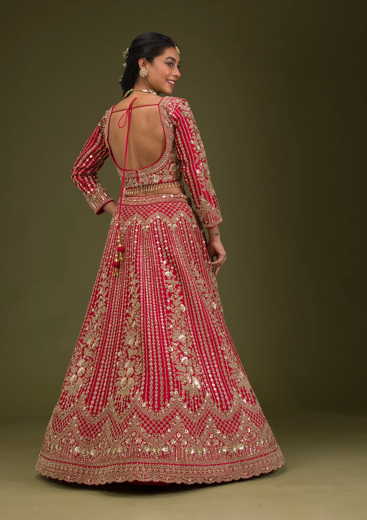 Ready-to-Wear Maroon Lehenga with Raw Silk Fabric and Heavy Zari Detailing
