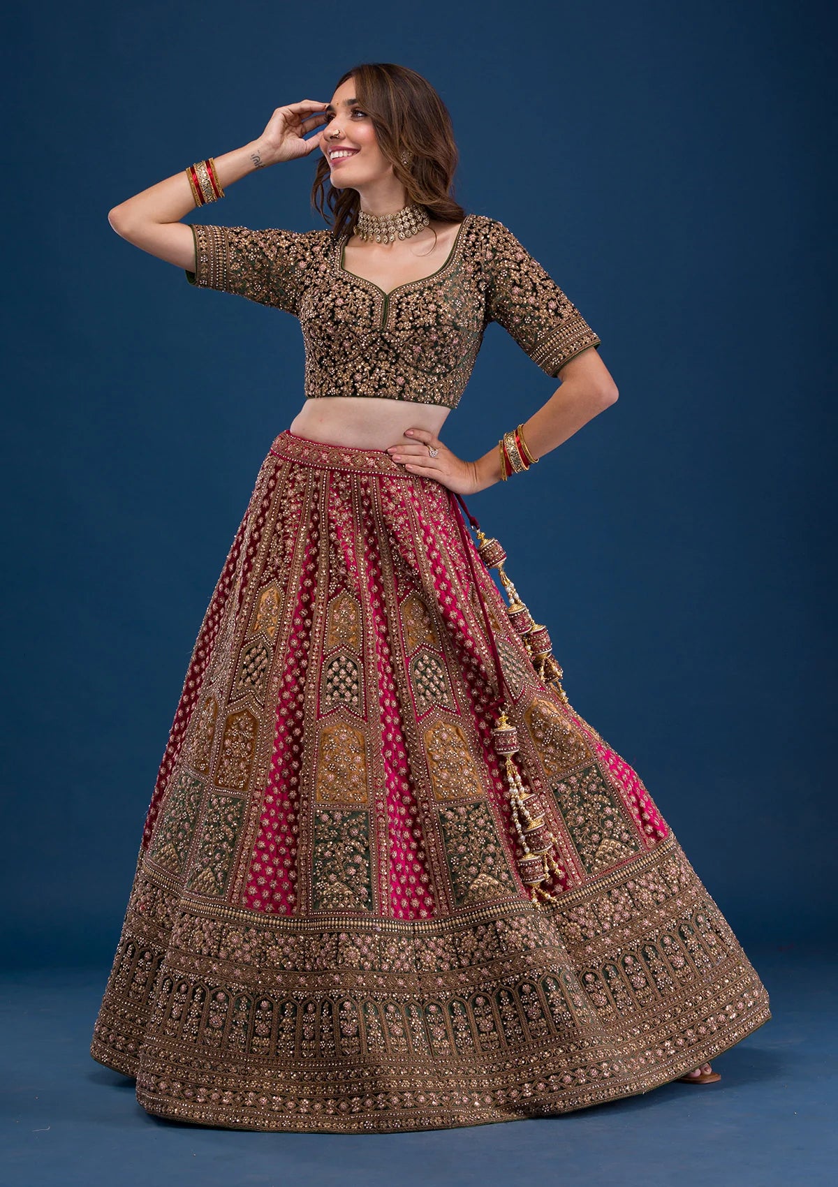 Maroon Velvet Lehenga Choli with Zari Detailing – Ready-to-Wear Wedding Attire