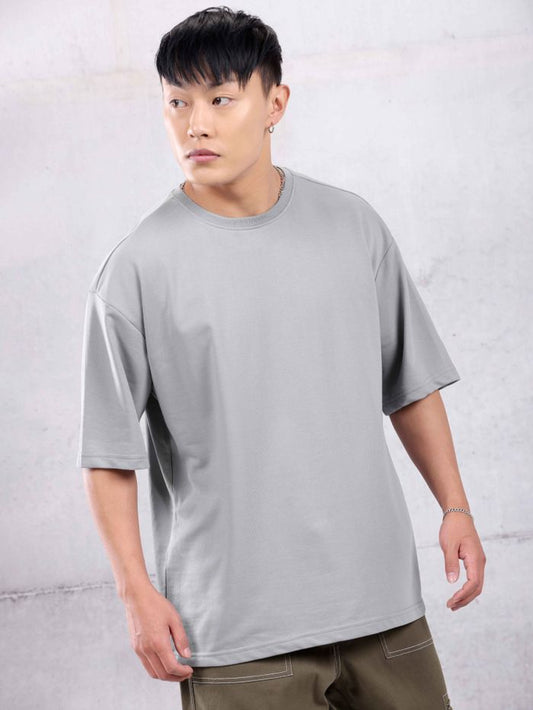 Light Grey Oversized T Shirt for Men Crafted from Soft Cotton Blend for Comfort, Style, and Daily Wear