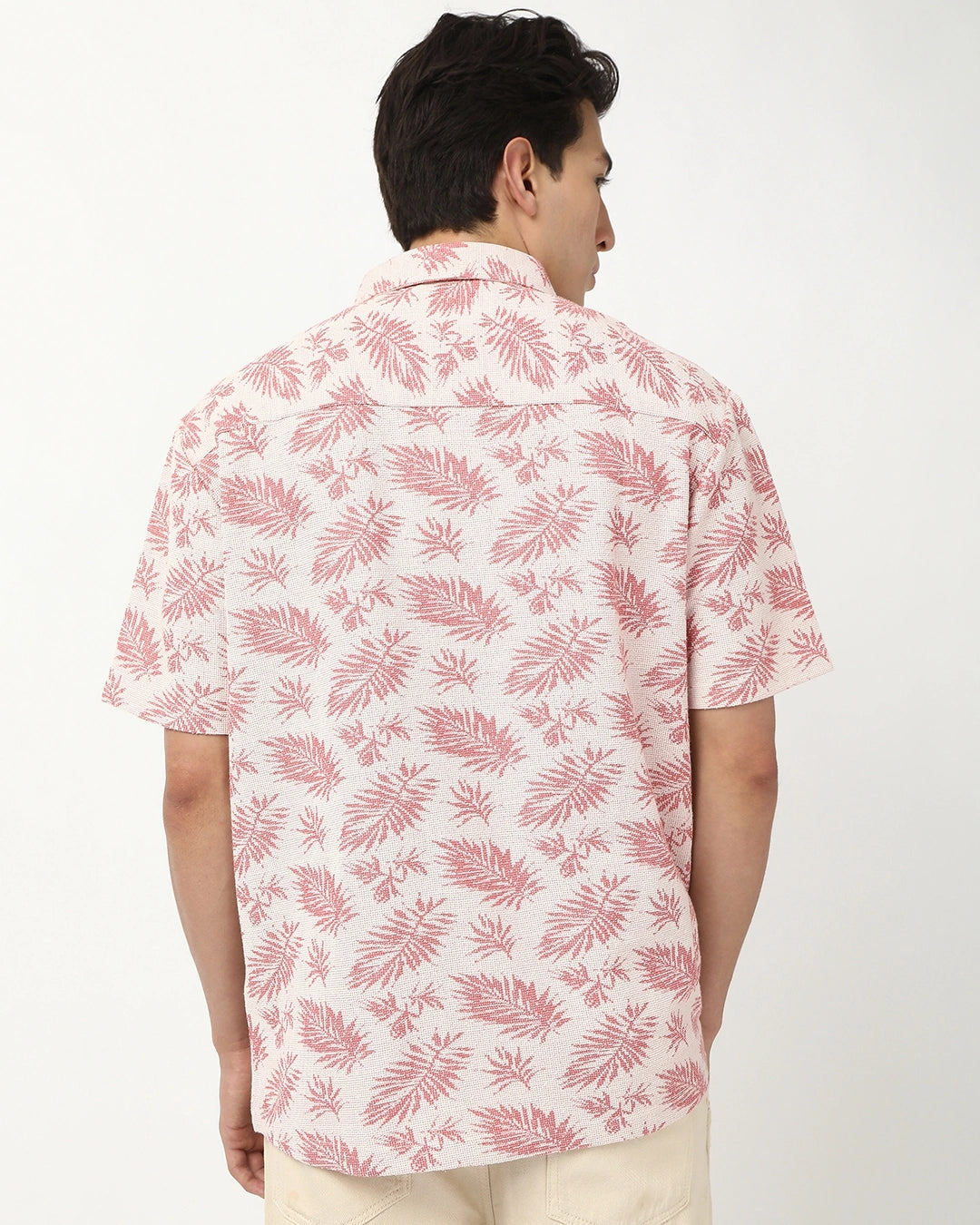 Durable Soft Peach All Over Printed Oversized Shirt for Men with Comfortable Silhouette
