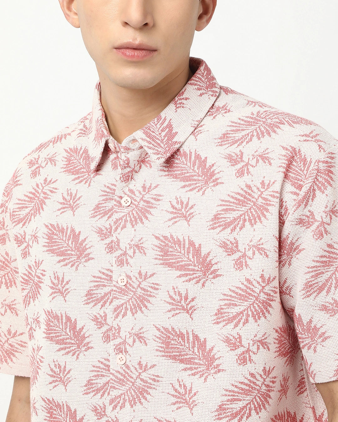 Durable Soft Peach All Over Printed Oversized Shirt for Men with Comfortable Silhouette